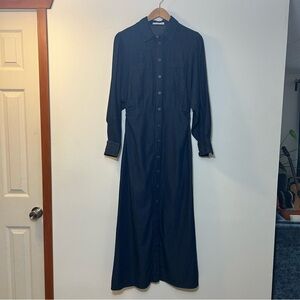 MNG | Long Sleeve Denim Button Up Maxi Dress Size 6